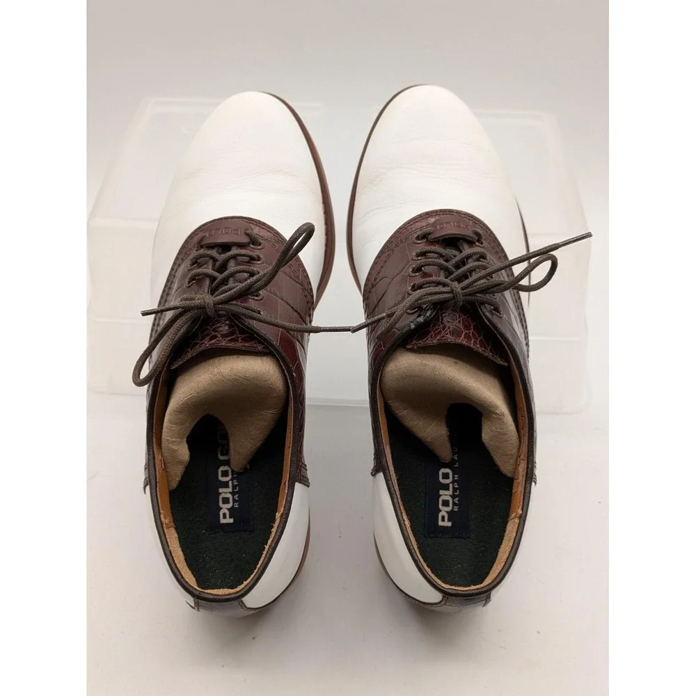 Polo Golf Ralph Lauren Golf Shoes Mens 8 Brown White Leather WA4861 Portugal